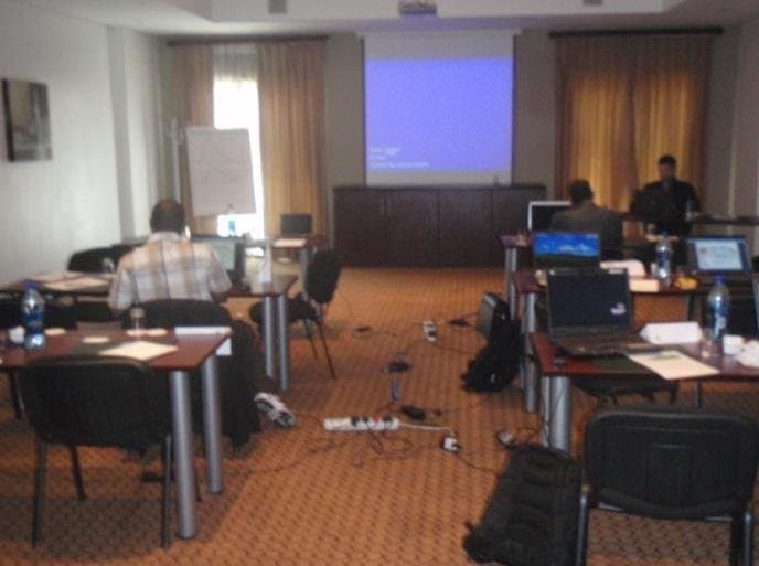 Training room set up for a risk-analysis session