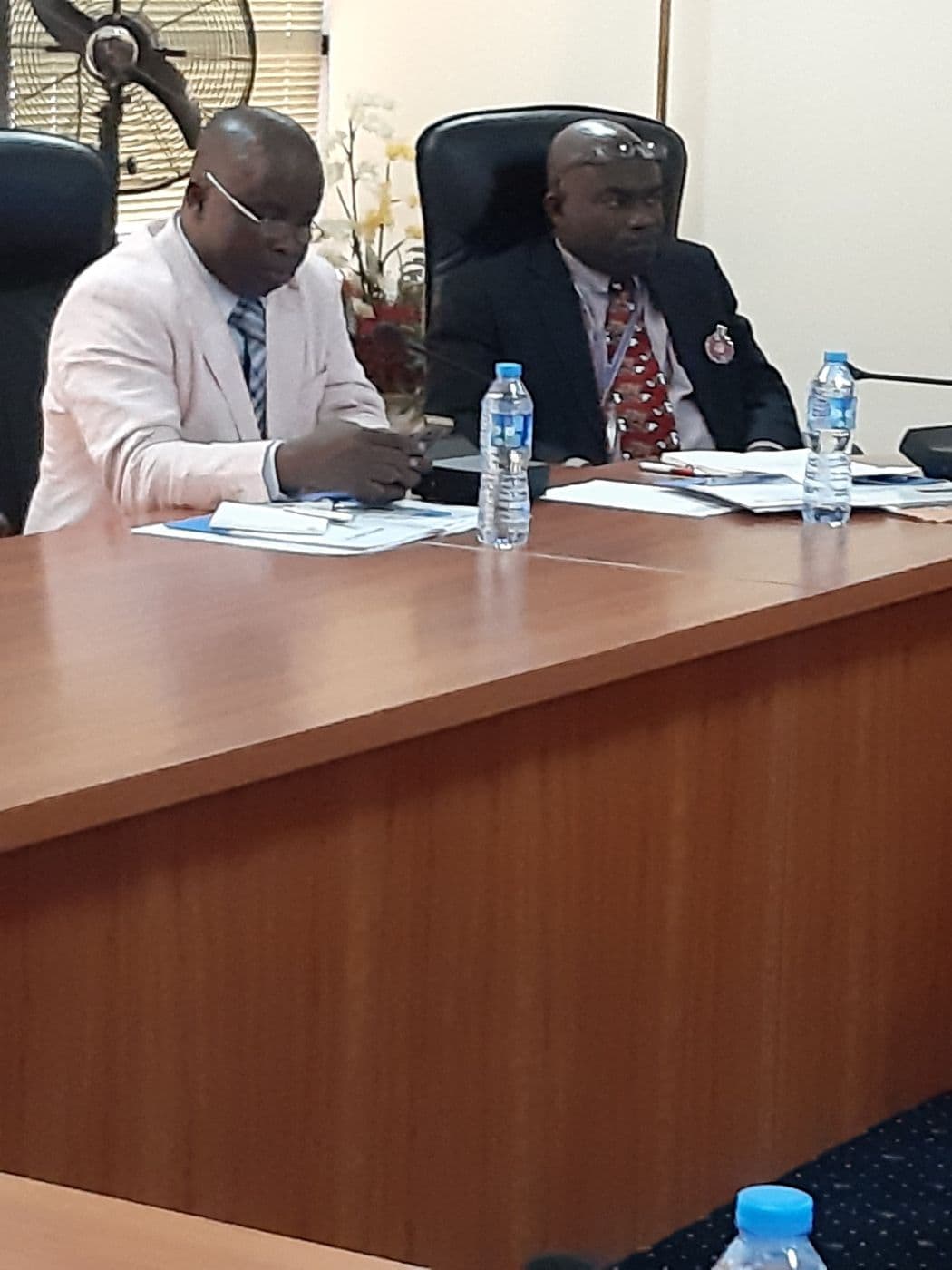 Two delegates at the conference table